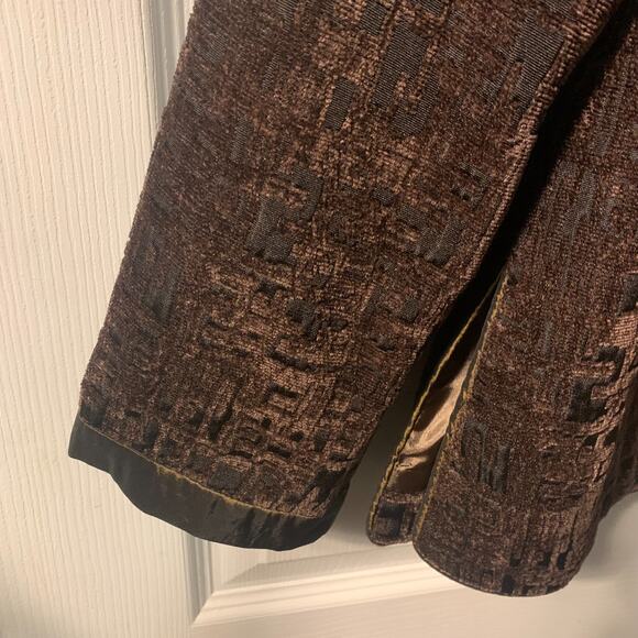 Kenki Chinese Jacket Size L Runs Small Brown Frog Closures Fall Textured Office - Picture 3 of 5